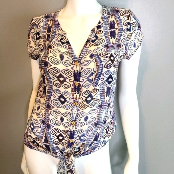 LUCKY BRAND Tie Front Top sz Small - Picture 2 of 12